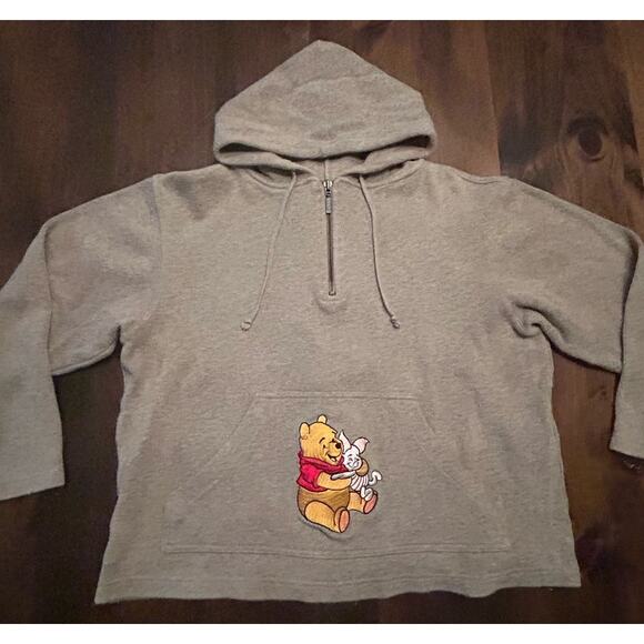 Disneyland Winnie the Pooh Piglet Hoodie XS Beige Embroidered Resort Exclusive - Picture 3 of 7